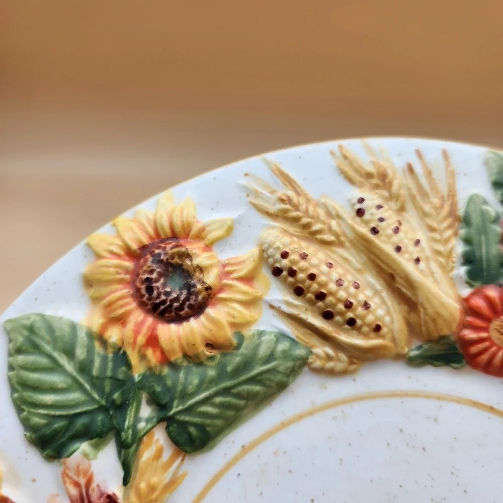 Yankee Candle Large Jar Plate Harvest Fall Thanksgiving Pumpkin Sunflower Corn
